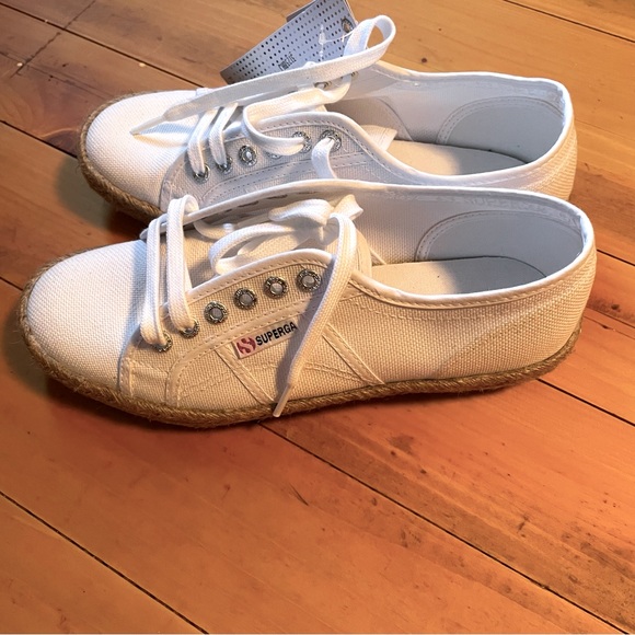 NWT 2750 white Superga cotu with rope detail - Picture 5 of 6